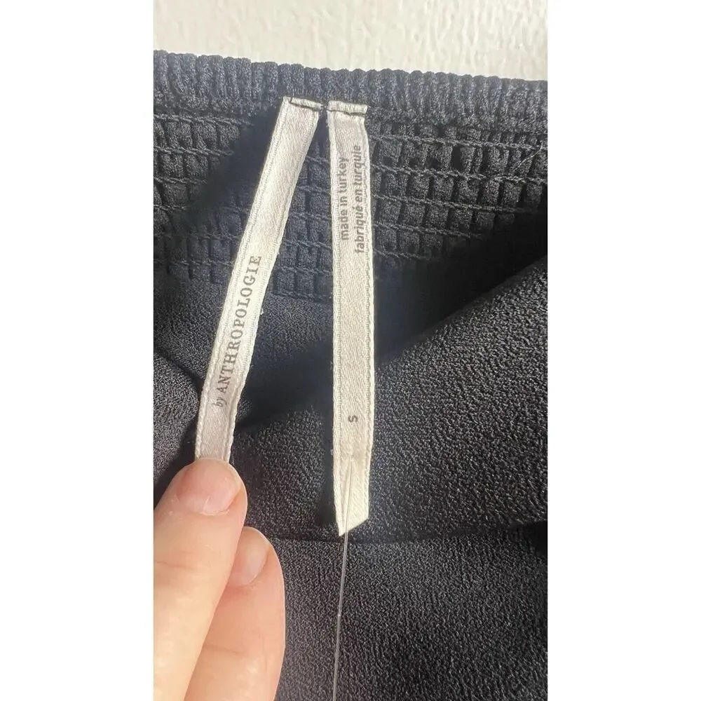 Anthropologie Cowl Neck Strappy Black Smocked Bodycon Event Party Dress Sz S NEW - Picture 10 of 14